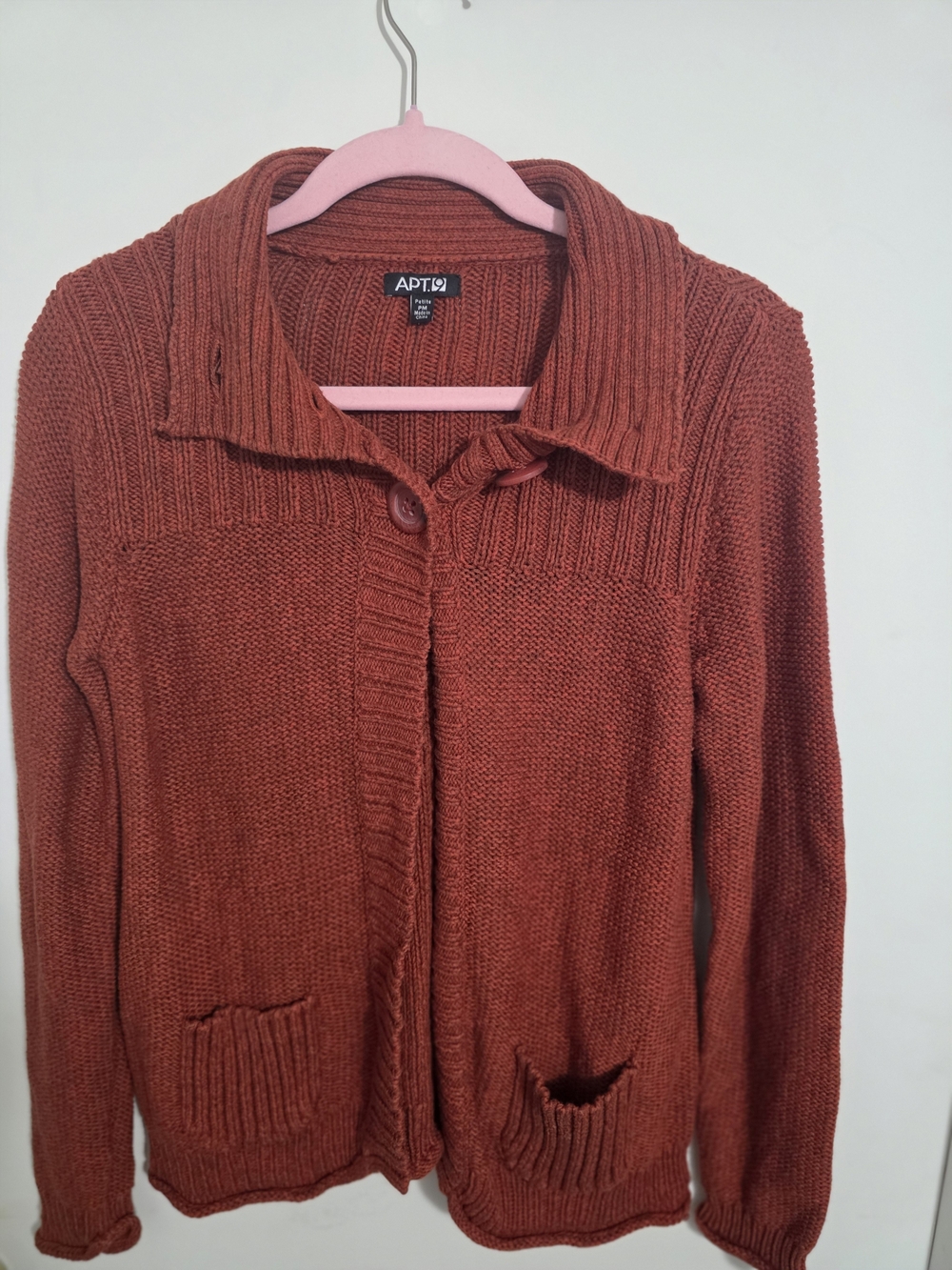 Apt. 9 Petite Medium Women's Brick Red Button-Front Knit Sweater